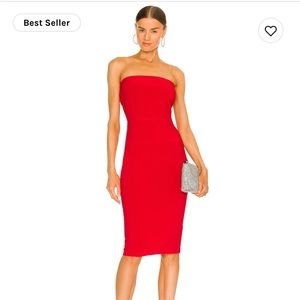 Norma Kamali X Revolve Strapless Dress to Knee Dress in Red